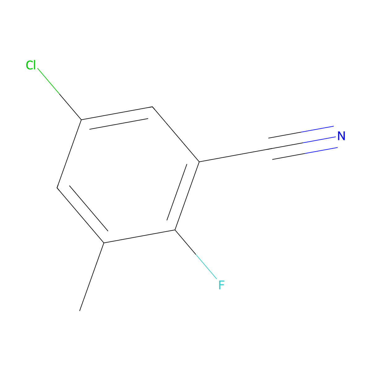 Benzonitrile, 5-chloro-2-fluoro-3-methyl- molecular structure, CAS 1807116-71-7