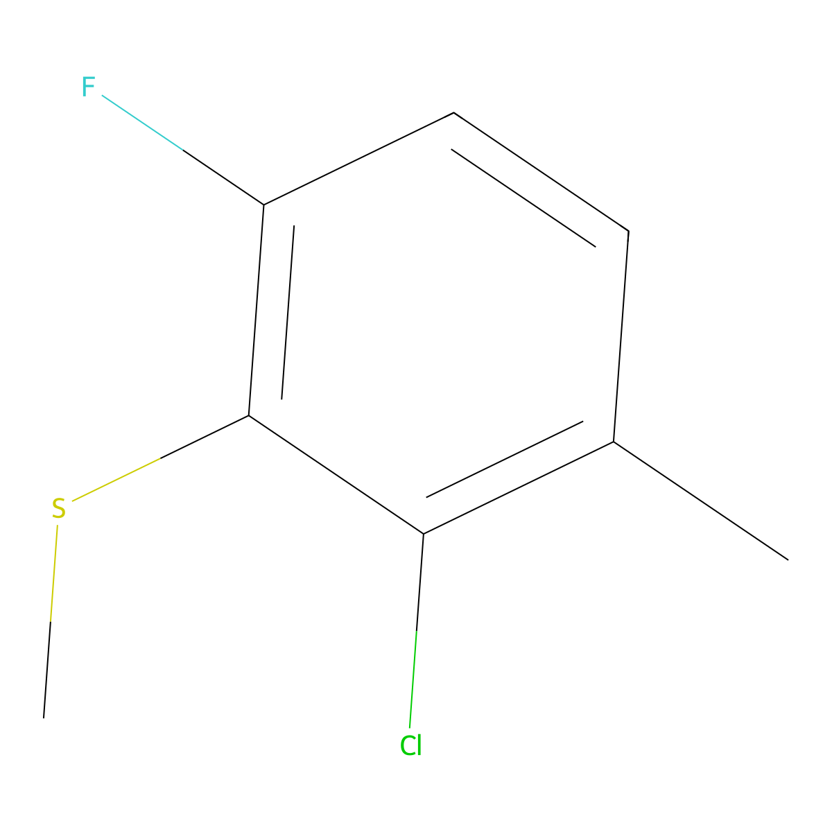 (2-Chloro-6-fluoro-3-methylphenyl)(methyl)sulfane molecular structure, CAS 1807116-99-9