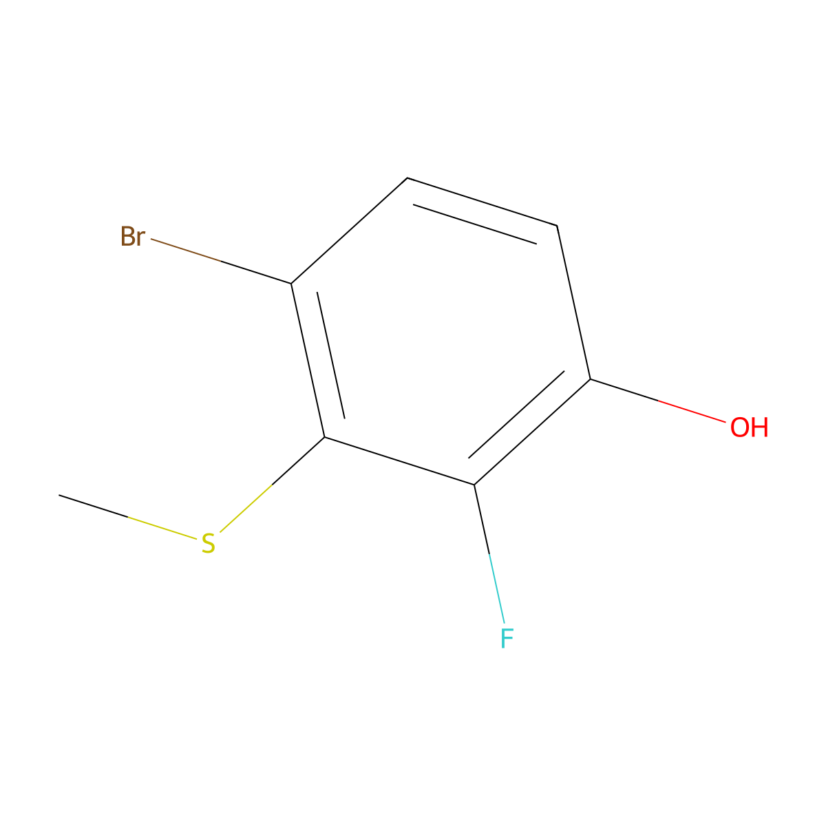 4-Bromo-2-fluoro-3-(methylthio)phenol molecular structure, CAS 1807118-67-7