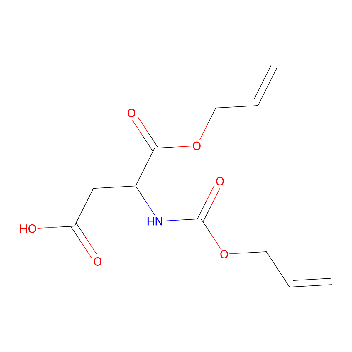 (3S)-4-oxo-4-(prop-2-en-1-yloxy)-3-{[(prop-2-en-1-yloxy)carbonyl]amino}butanoic acid molecular structure, CAS 180712-38-3