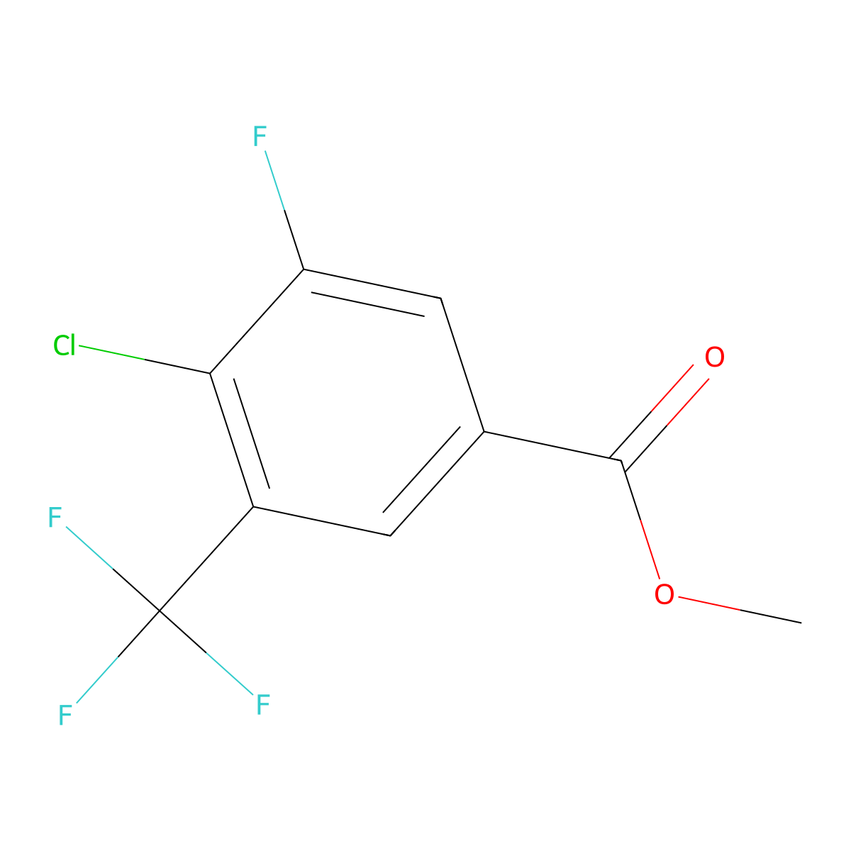 Benzoic acid, 4-chloro-3-fluoro-5-(trifluoromethyl)-, methyl ester molecular structure, CAS 1807120-36-0