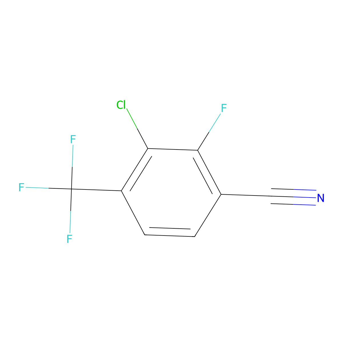 3-Chloro-2-fluoro-4-(trifluoromethyl)benzonitrile molecular structure, CAS 1807120-42-8