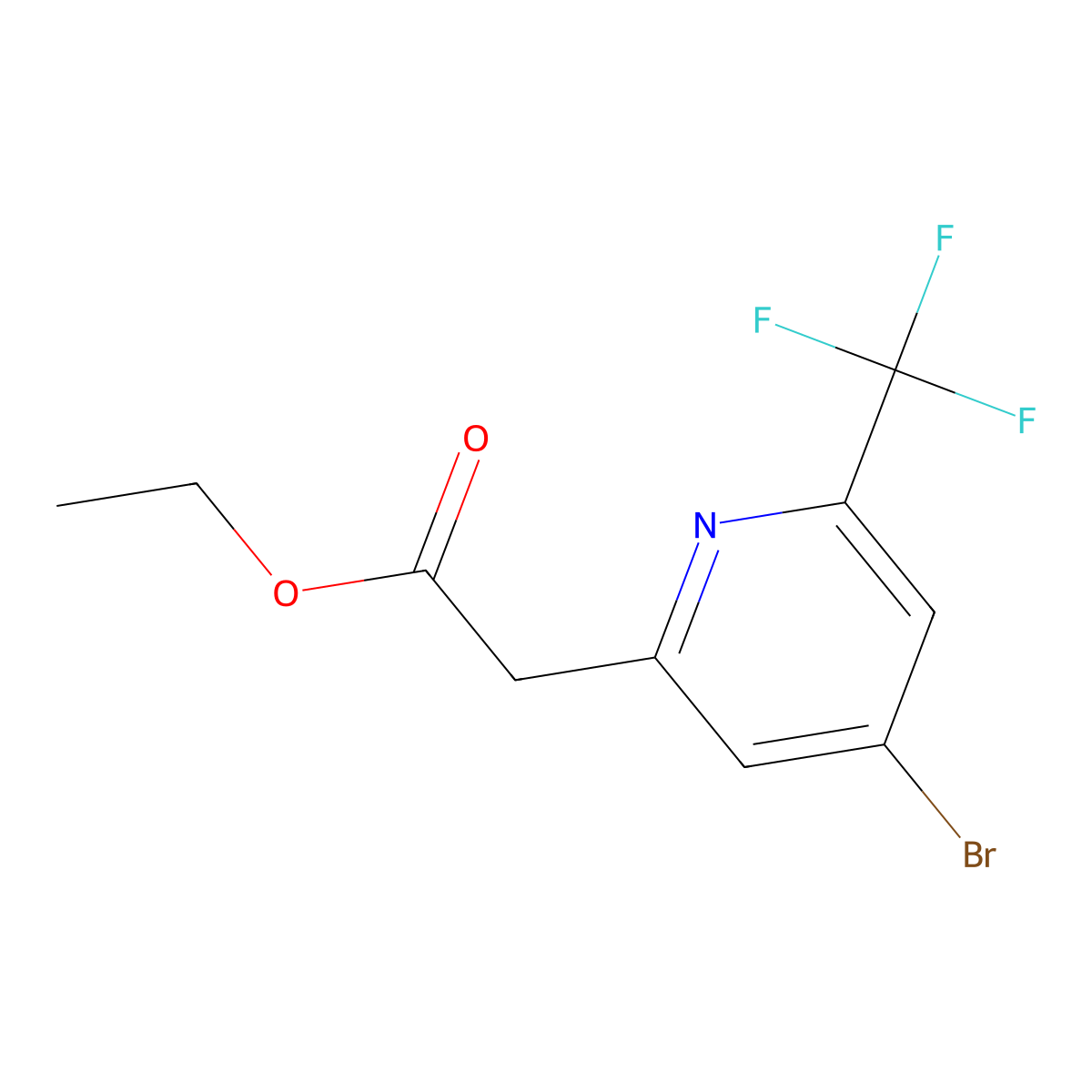 Ethyl 2-[4-bromo-6-(trifluoromethyl)pyridin-2-yl]acetate molecular structure, CAS 1807121-89-6