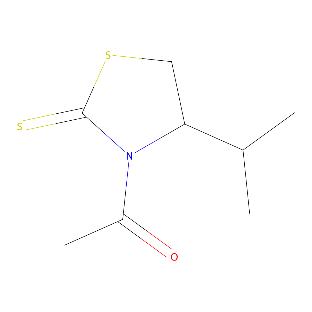 1-(4-(1-Methylethyl)-2-thioxo-3-thiazolidinyl)ethanone molecular structure, CAS 180713-39-7