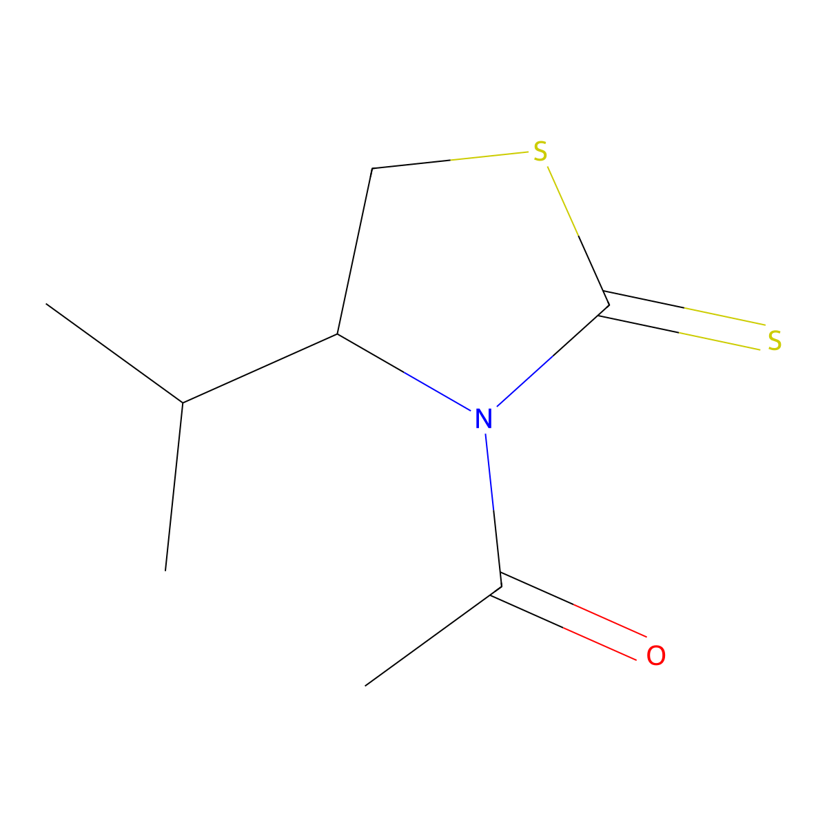 1-(4-(1-Methylethyl)-2-thioxo-3-thiazolidinyl)ethanone molecular structure, CAS 180713-39-7