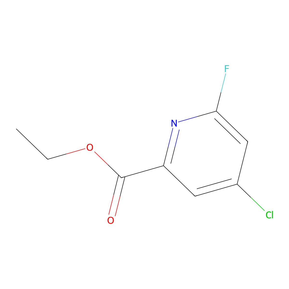 Ethyl 4-chloro-6-fluoropicolinate molecular structure, CAS 1807134-78-6