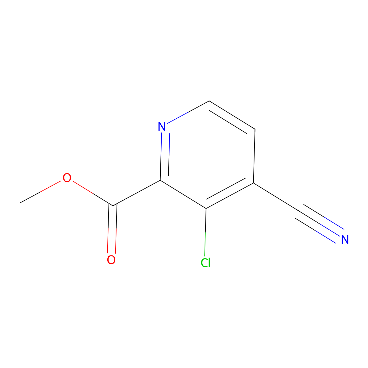Methyl 3-chloro-4-cyanopicolinate molecular structure, CAS 1807136-40-8