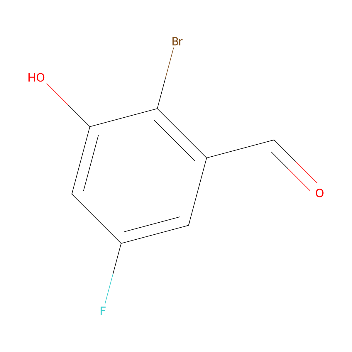 2-Bromo-5-fluoro-3-hydroxybenzaldehyde molecular structure, CAS 1807143-47-0