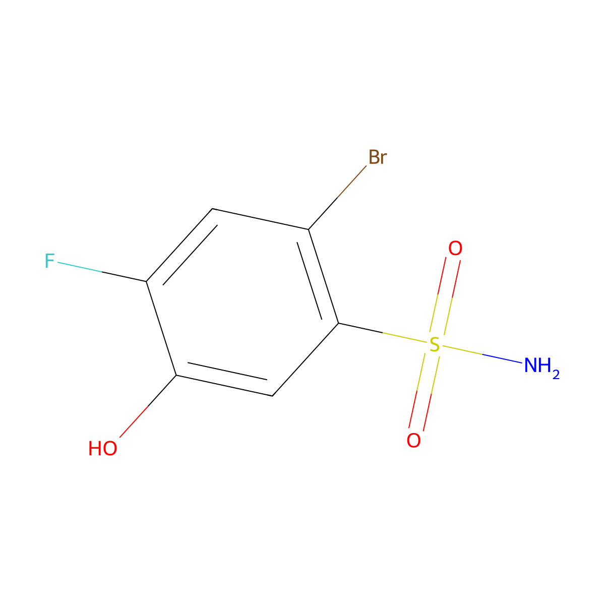 2-Bromo-4-fluoro-5-hydroxybenzene-1-sulfonamide molecular structure, CAS 1807143-67-4