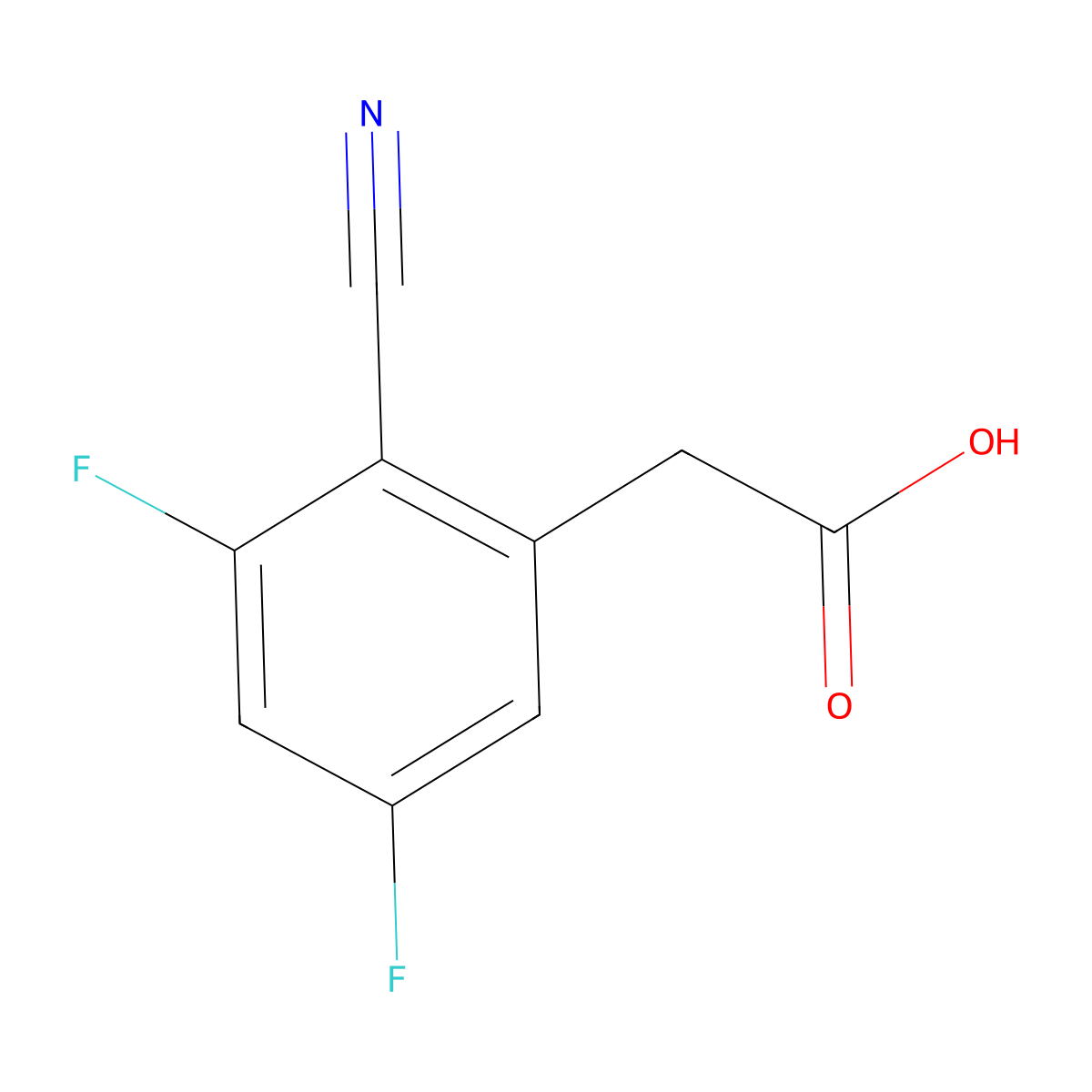 2-(2-Cyano-3,5-difluorophenyl)acetic acid molecular structure, CAS 1807144-03-1