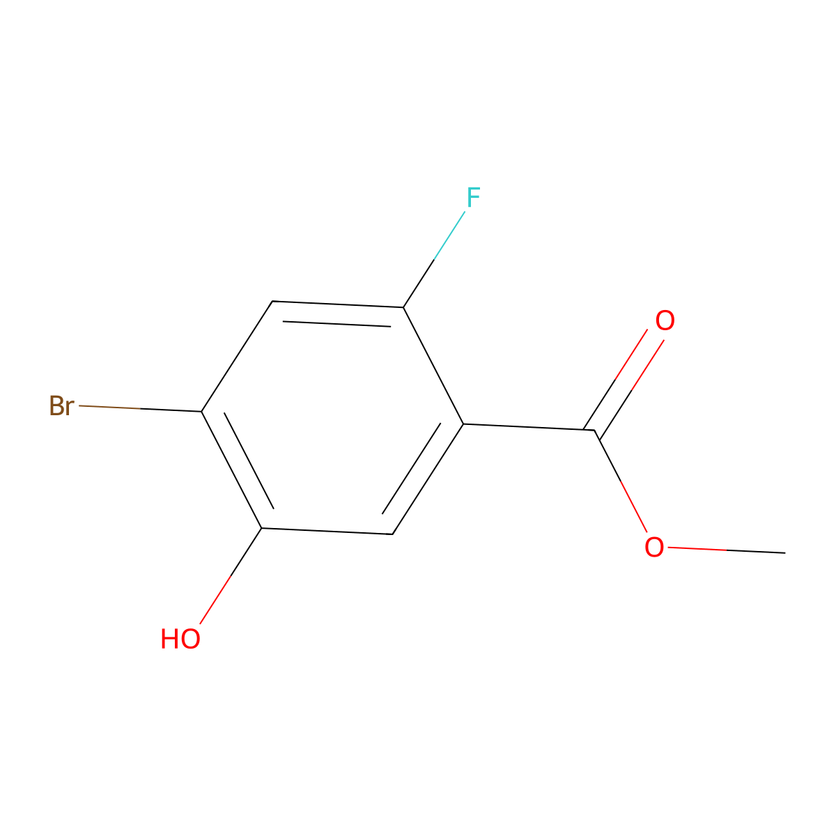 Methyl 4-bromo-2-fluoro-5-hydroxybenzoate molecular structure, CAS 1807144-89-3