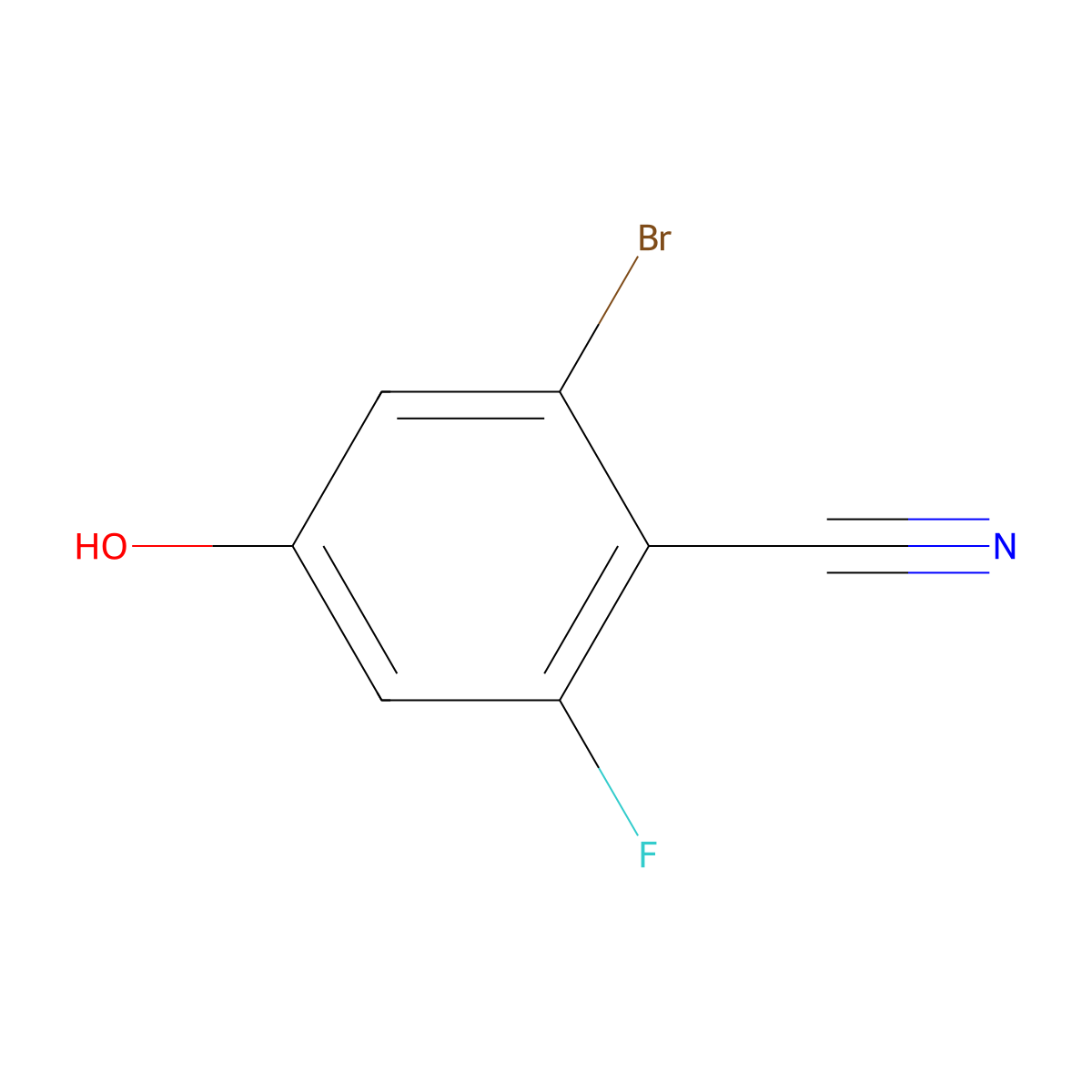 2-Bromo-6-fluoro-4-hydroxybenzonitrile molecular structure, CAS 1807144-94-0