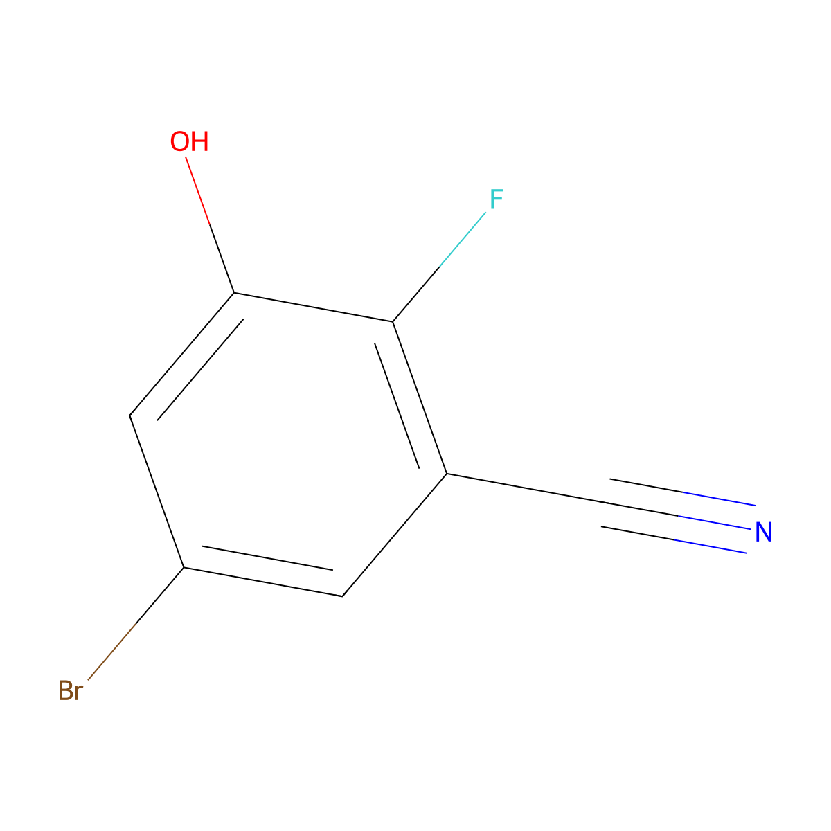 5-Bromo-2-fluoro-3-hydroxybenzonitrile molecular structure, CAS 1807145-04-5