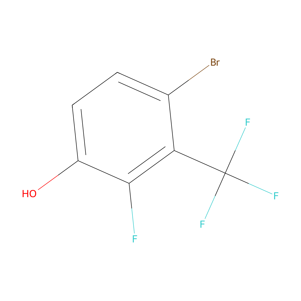 4-Bromo-2-fluoro-3-(trifluoromethyl)phenol molecular structure, CAS 1807145-20-5