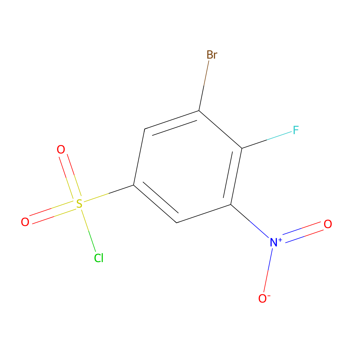 3-Bromo-4-fluoro-5-nitrobenzene-1-sulfonyl chloride molecular structure, CAS 1807153-33-8