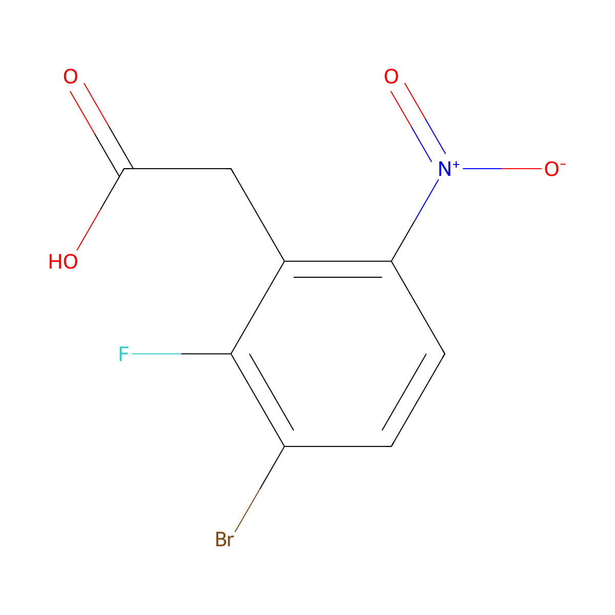 3-Bromo-2-fluoro-6-nitrophenylacetic acid molecular structure, CAS 1807155-75-4