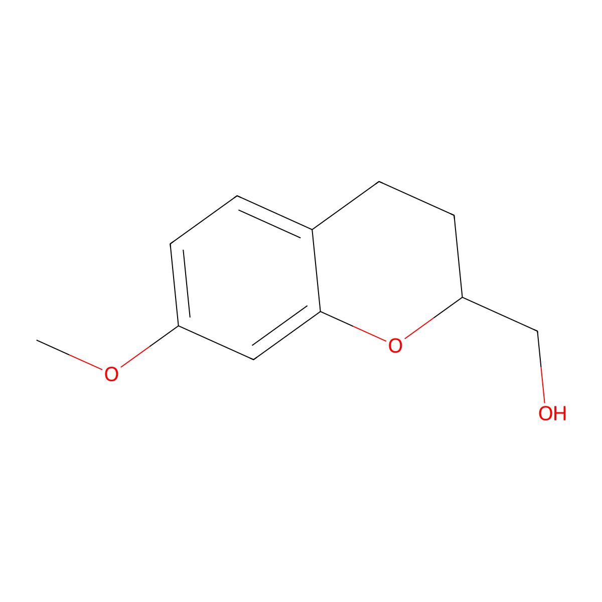 (7-methoxy-3,4-dihydro-2H-1-benzopyran-2-yl)methanol molecular structure, CAS 180716-14-7