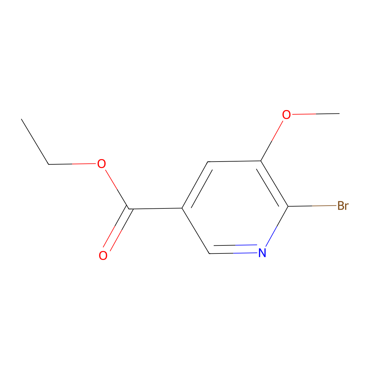 Ethyl 6-bromo-5-methoxypyridine-3-carboxylate molecular structure, CAS 1807164-26-6