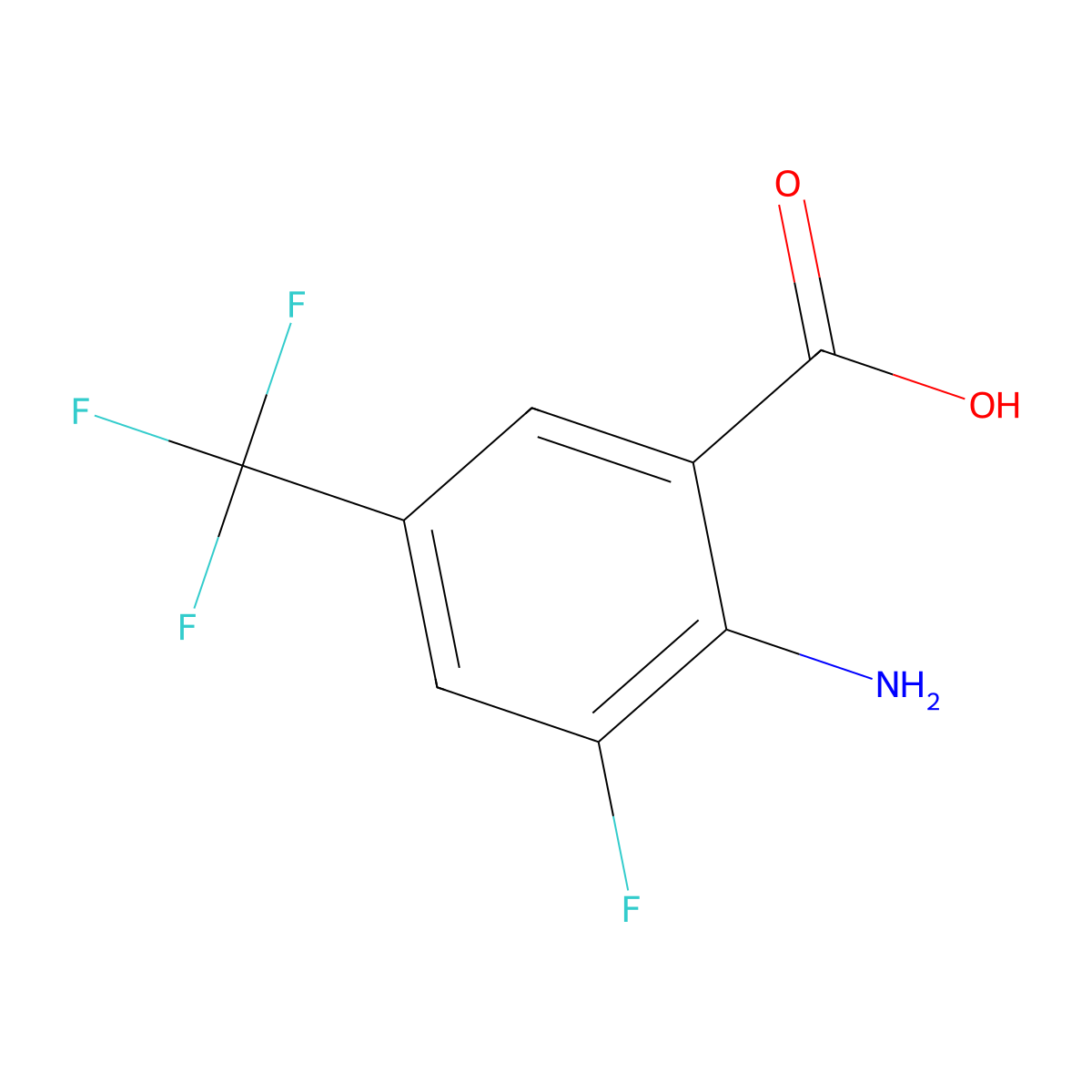 2-Amino-3-fluoro-5-(trifluoromethyl)benzoic acid molecular structure, CAS 1807165-68-9