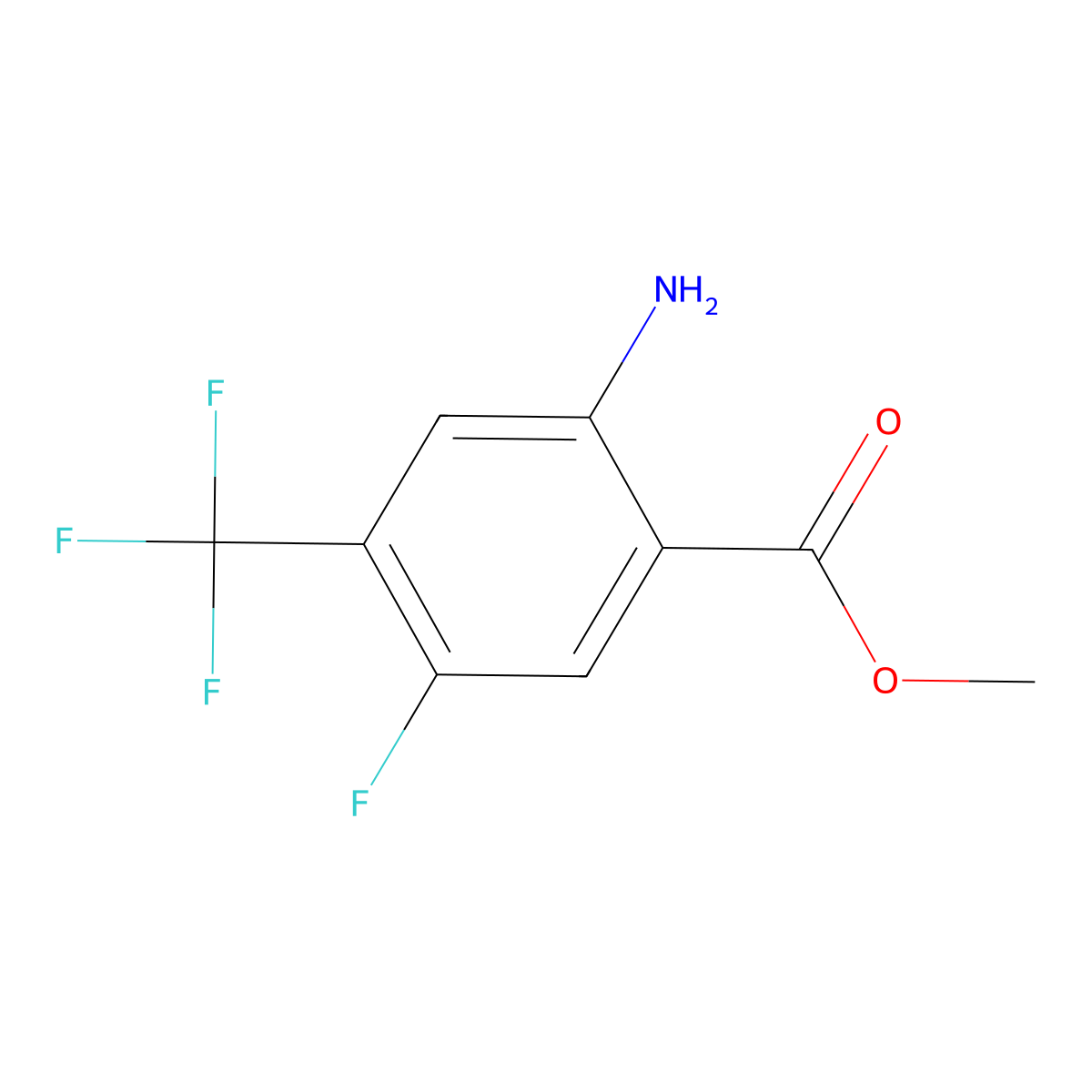 Methyl 2-amino-5-fluoro-4-(trifluoromethyl)benzoate molecular structure, CAS 1807165-96-3