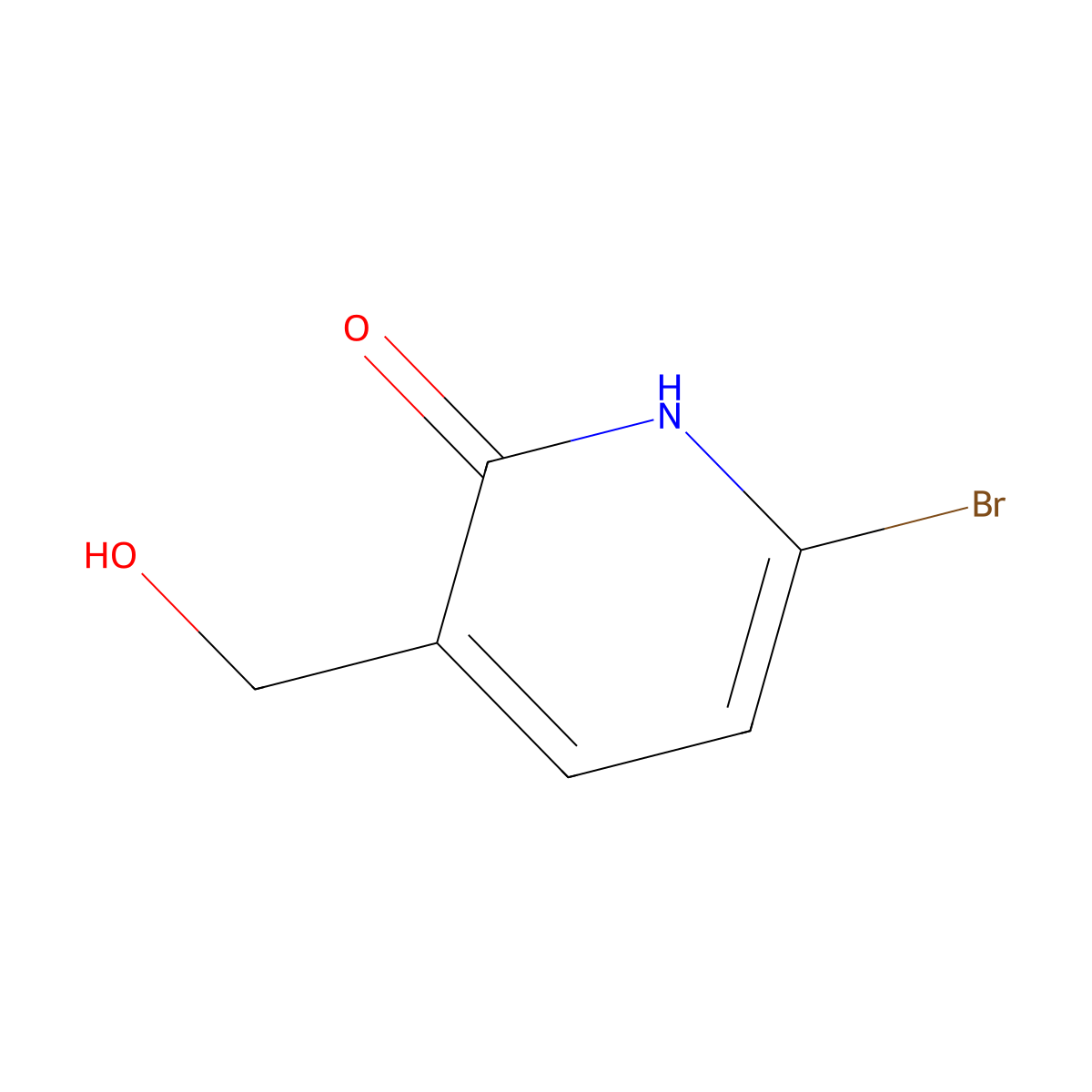 6-bromo-3-(hydroxymethyl)-1H-pyridin-2-one molecular structure, CAS 1807166-41-1