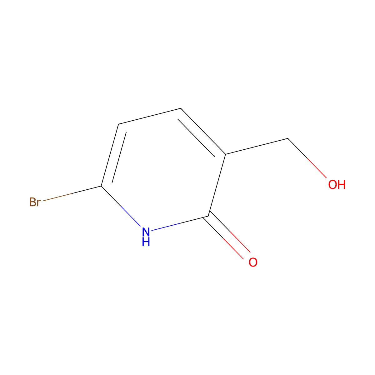 6-bromo-3-(hydroxymethyl)-1H-pyridin-2-one molecular structure, CAS 1807166-41-1