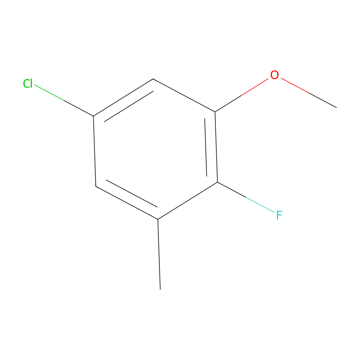 5-Chloro-2-fluoro-1-methoxy-3-methylbenzene molecular structure, CAS 1807167-10-7