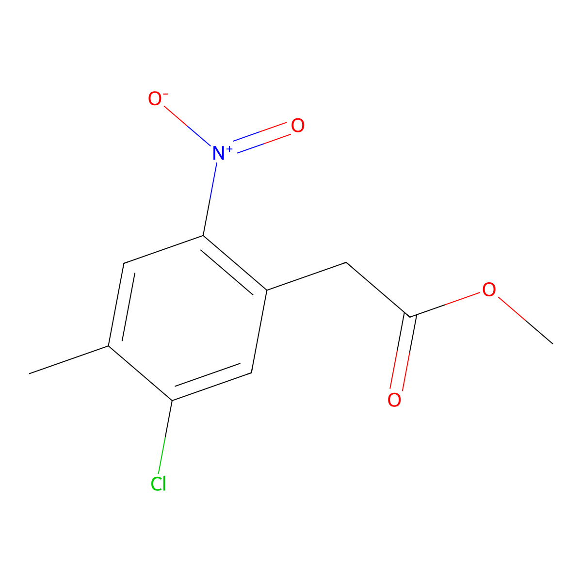 Methyl 2-(5-chloro-4-methyl-2-nitrophenyl)acetate molecular structure, CAS 1807167-14-1