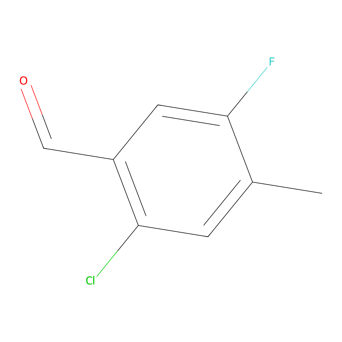 2-Chloro-5-fluoro-4-methylbenzaldehyde molecular structure, CAS 1807167-23-2