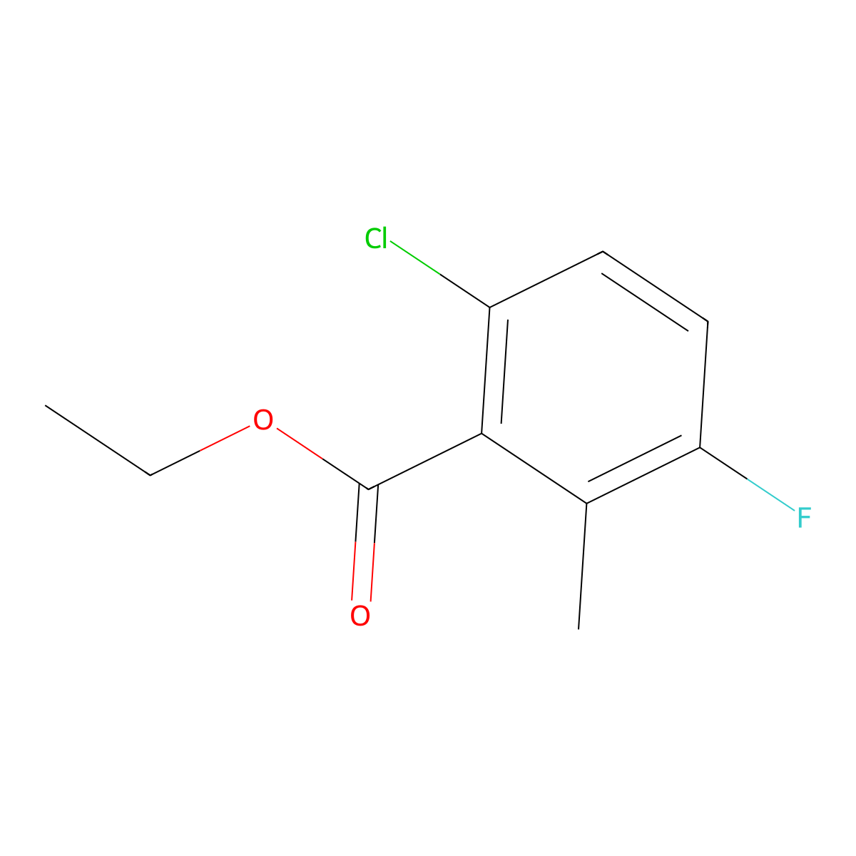 Ethyl 6-chloro-3-fluoro-2-methylbenzoate molecular structure, CAS 1807167-46-9
