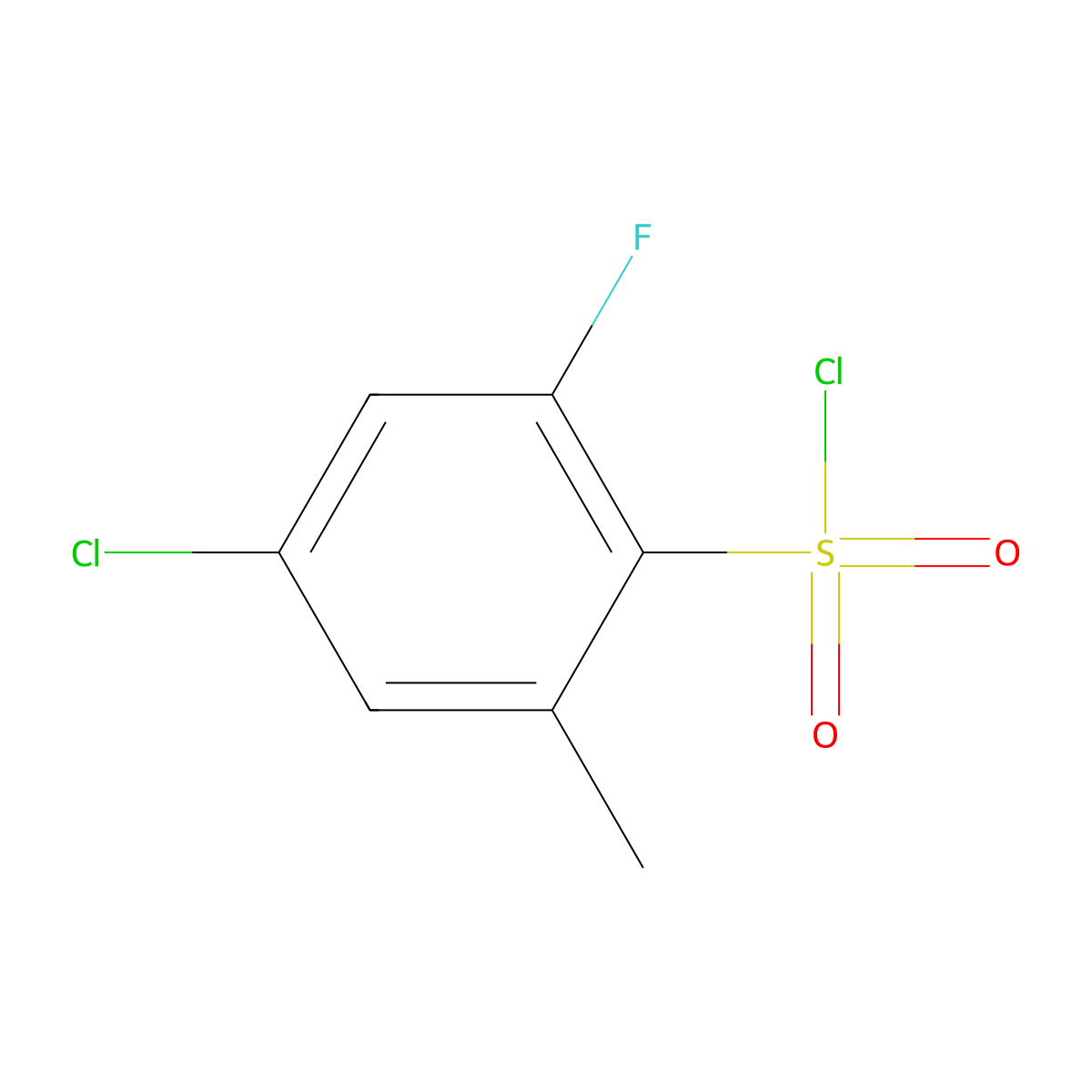 4-Chloro-2-fluoro-6-methylbenzene-1-sulfonyl chloride molecular structure, CAS 1807167-61-8