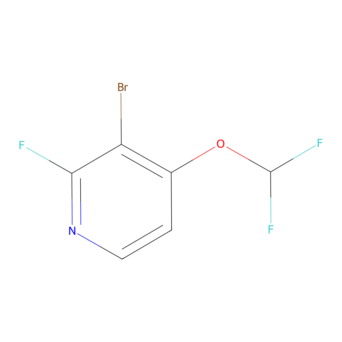 3-Bromo-4-difluoromethoxy-2-fluoropyridine molecular structure, CAS 1807168-25-7
