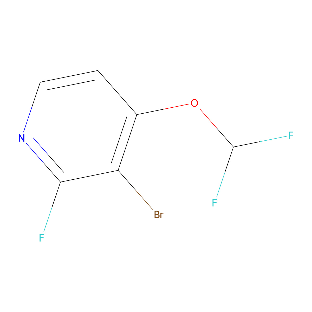 3-Bromo-4-difluoromethoxy-2-fluoropyridine molecular structure, CAS 1807168-25-7