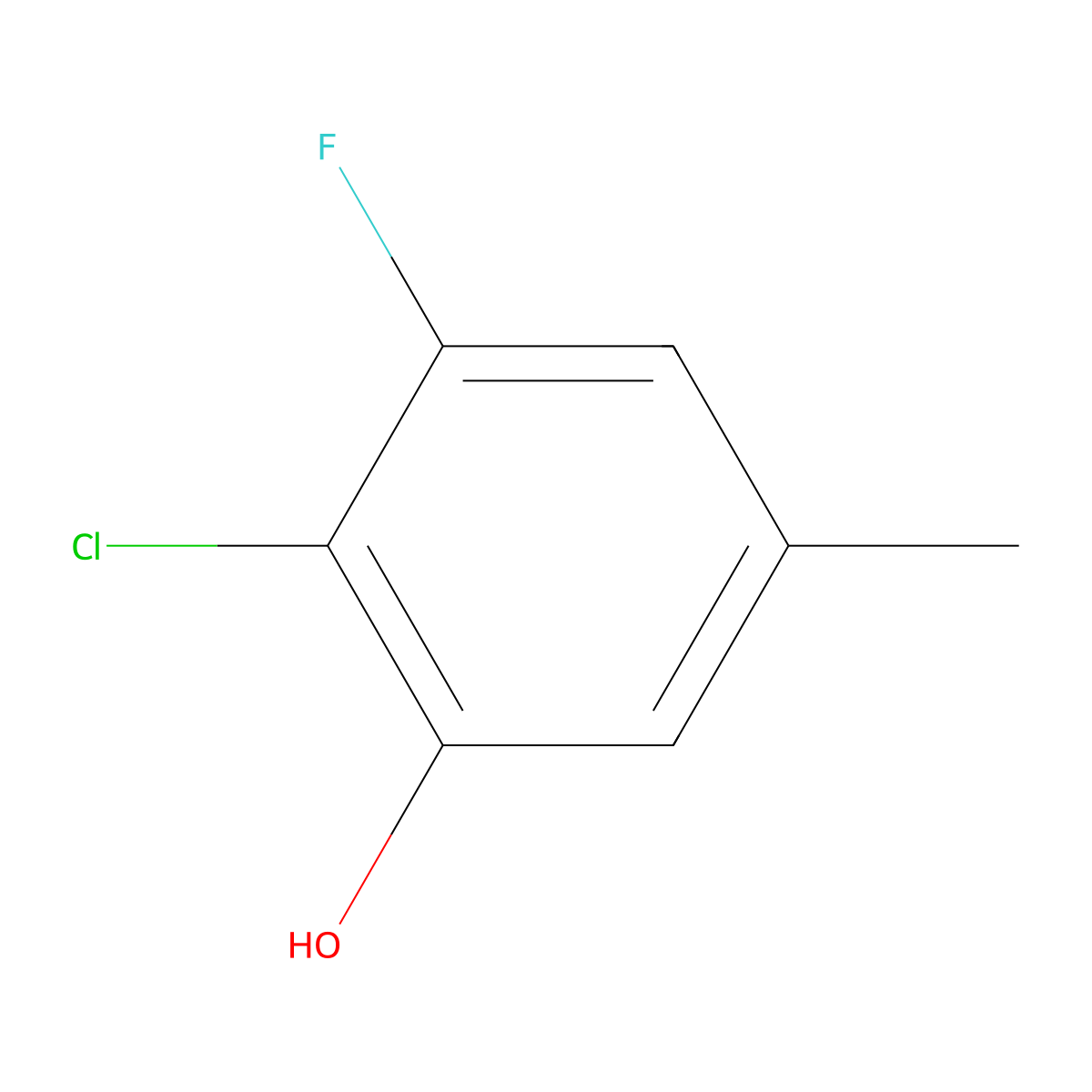 2-Chloro-3-fluoro-5-methylphenol molecular structure, CAS 1807168-54-2