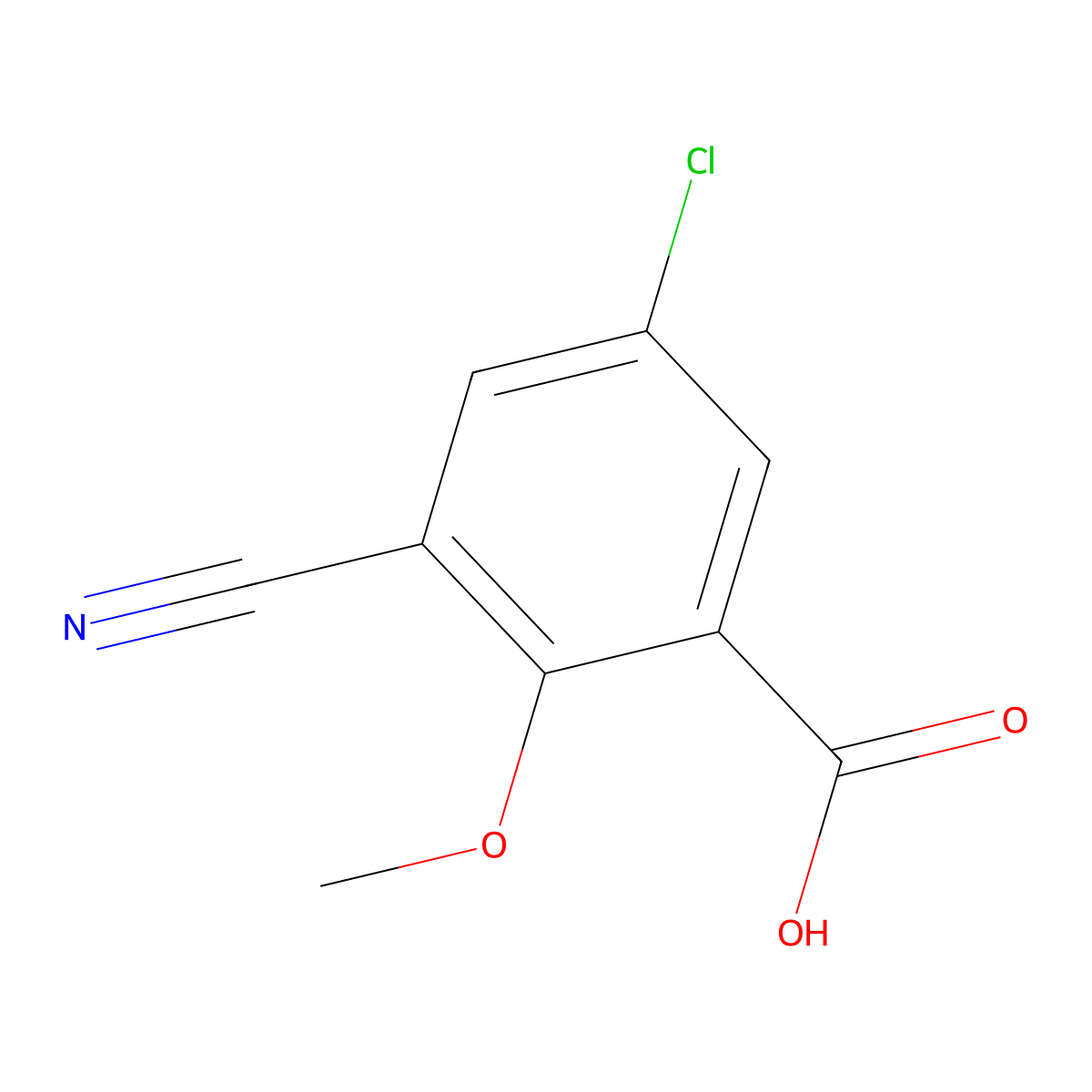 5-Chloro-3-cyano-2-methoxybenzoic acid molecular structure, CAS 1807168-57-5