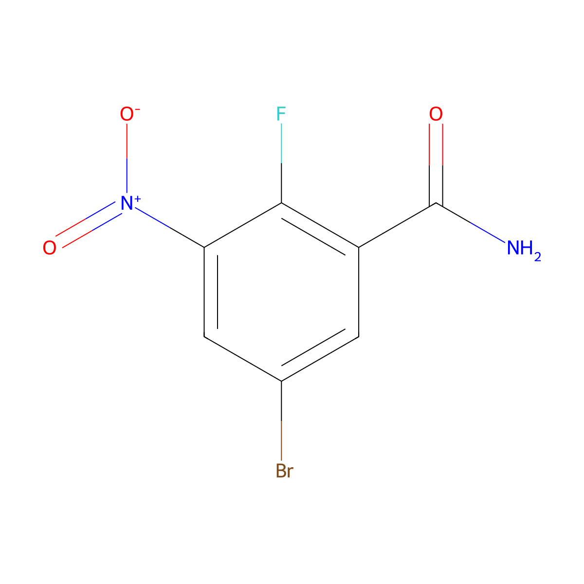 5-Bromo-2-fluoro-3-nitrobenzamide molecular structure, CAS 1807168-67-7