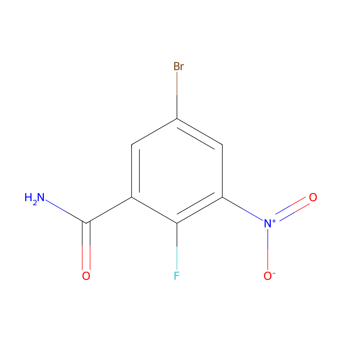 5-Bromo-2-fluoro-3-nitrobenzamide molecular structure, CAS 1807168-67-7