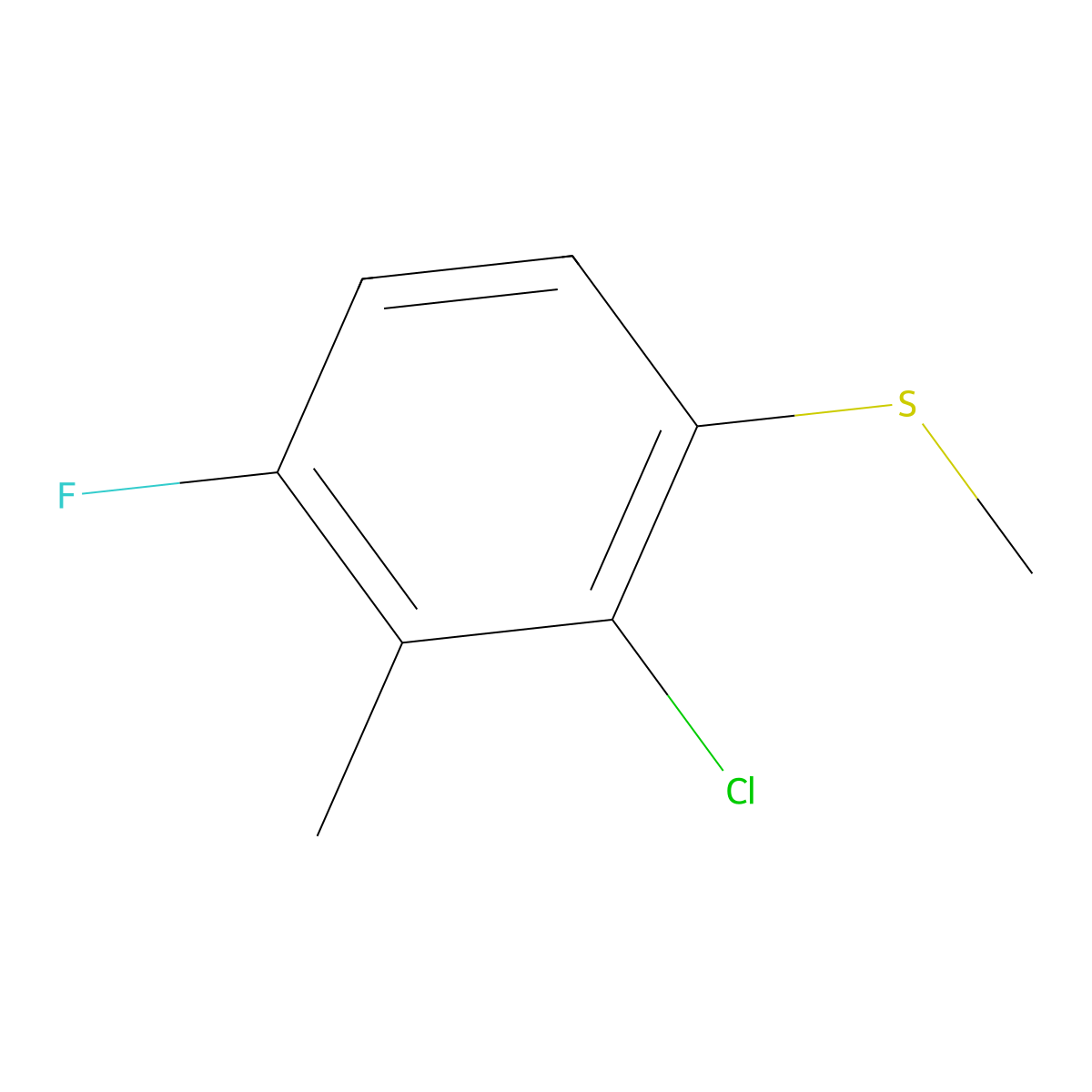 (2-Chloro-4-fluoro-3-methylphenyl)(methyl)sulfane molecular structure, CAS 1807169-34-1