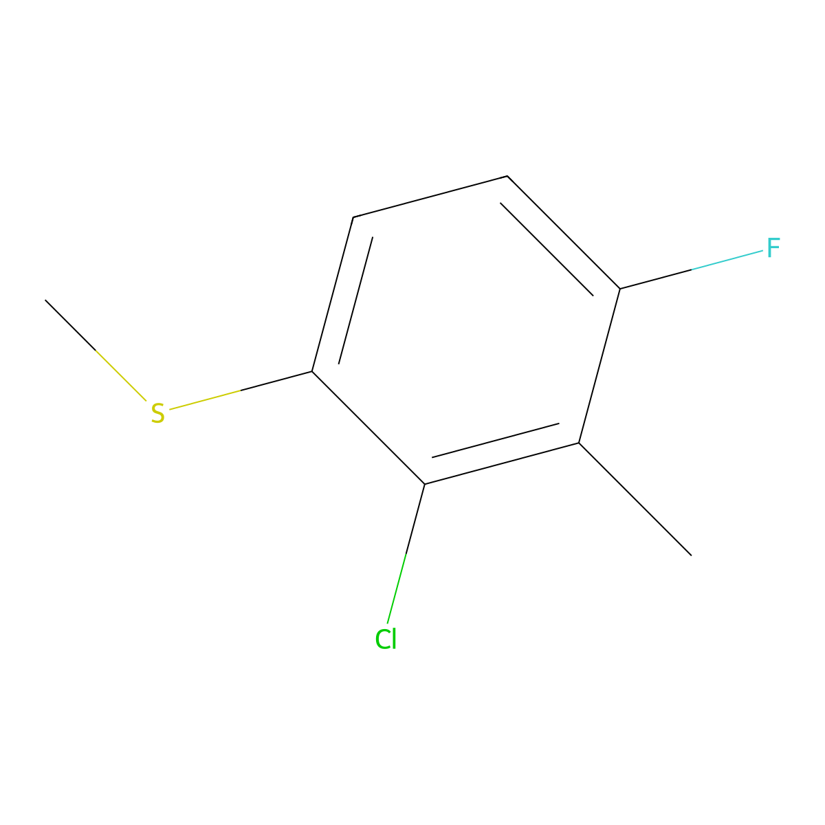(2-Chloro-4-fluoro-3-methylphenyl)(methyl)sulfane molecular structure, CAS 1807169-34-1