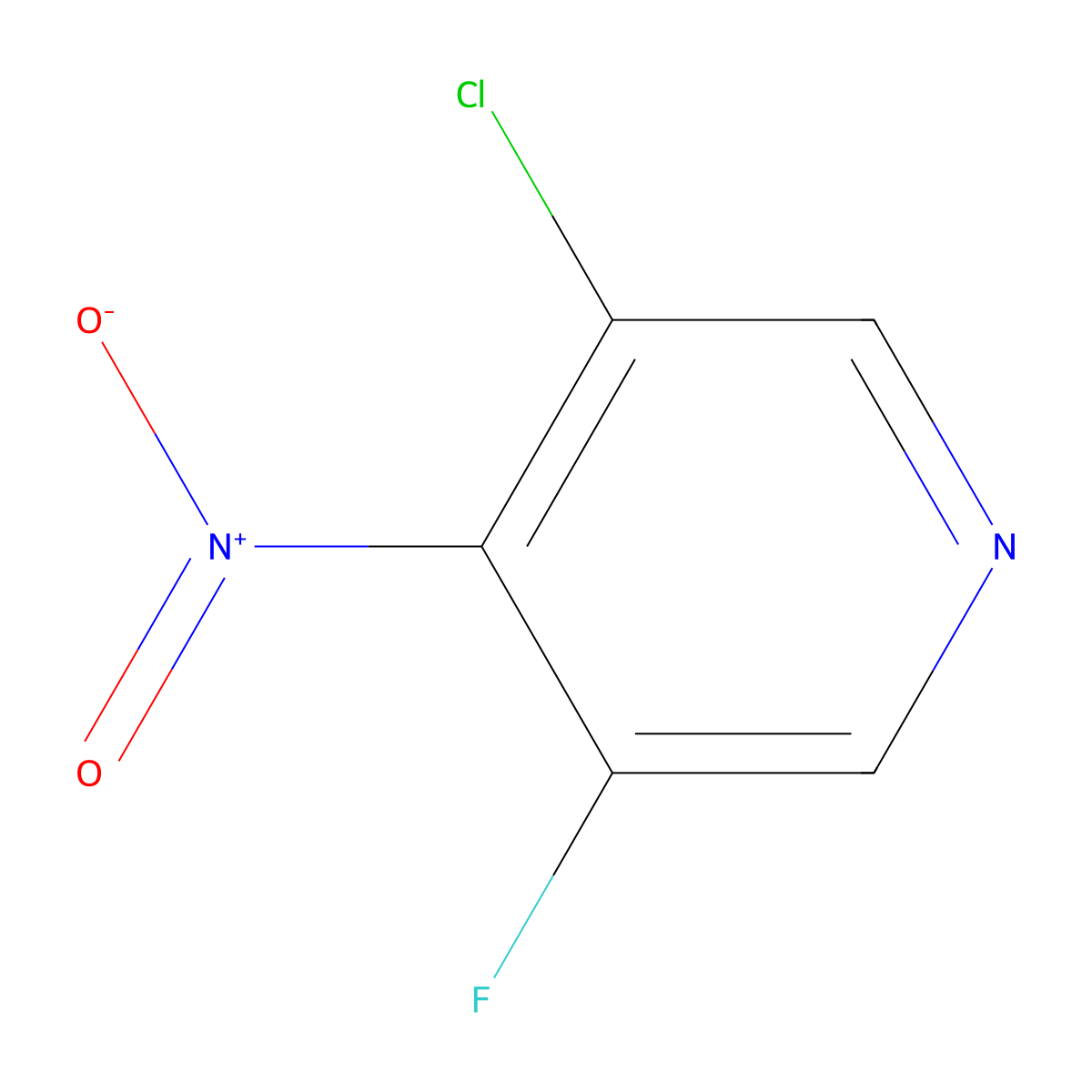 3-Chloro-5-fluoro-4-nitropyridine molecular structure, CAS 1807169-38-5