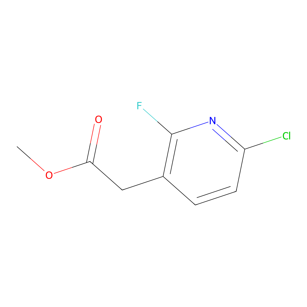 Methyl 2-(6-chloro-2-fluoropyridin-3-yl)acetate molecular structure, CAS 1807169-54-5