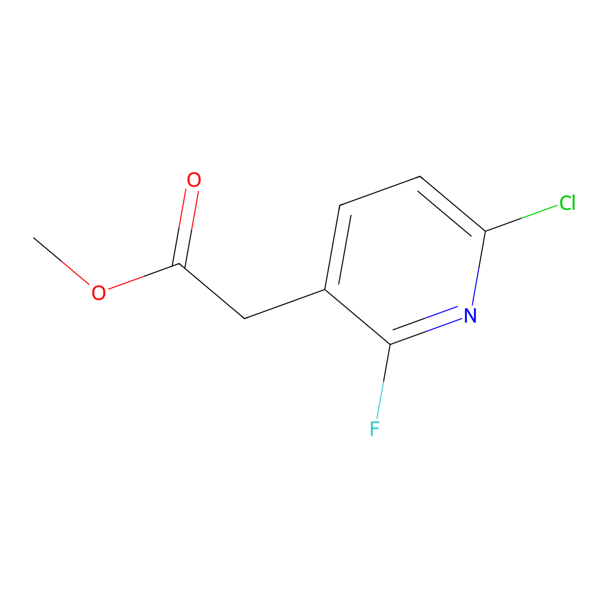Methyl 2-(6-chloro-2-fluoropyridin-3-yl)acetate molecular structure, CAS 1807169-54-5