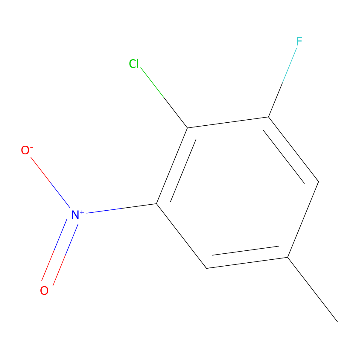 2-Chloro-1-fluoro-5-methyl-3-nitrobenzene molecular structure, CAS 1807169-75-0