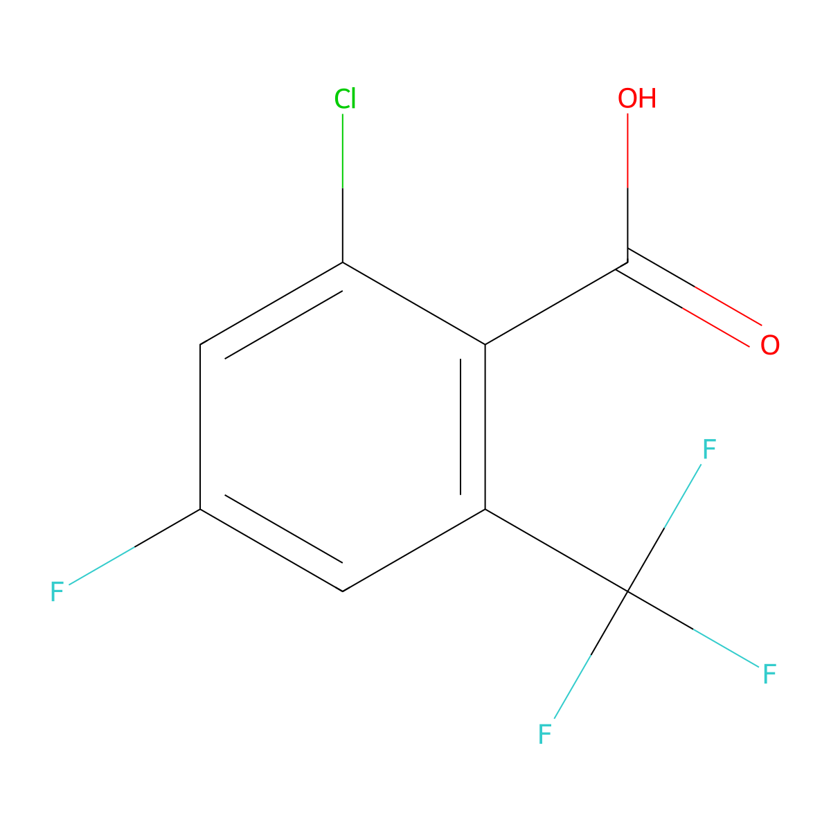 2-Chloro-4-fluoro-6-(trifluoromethyl)benzoic acid molecular structure, CAS 1807170-44-0