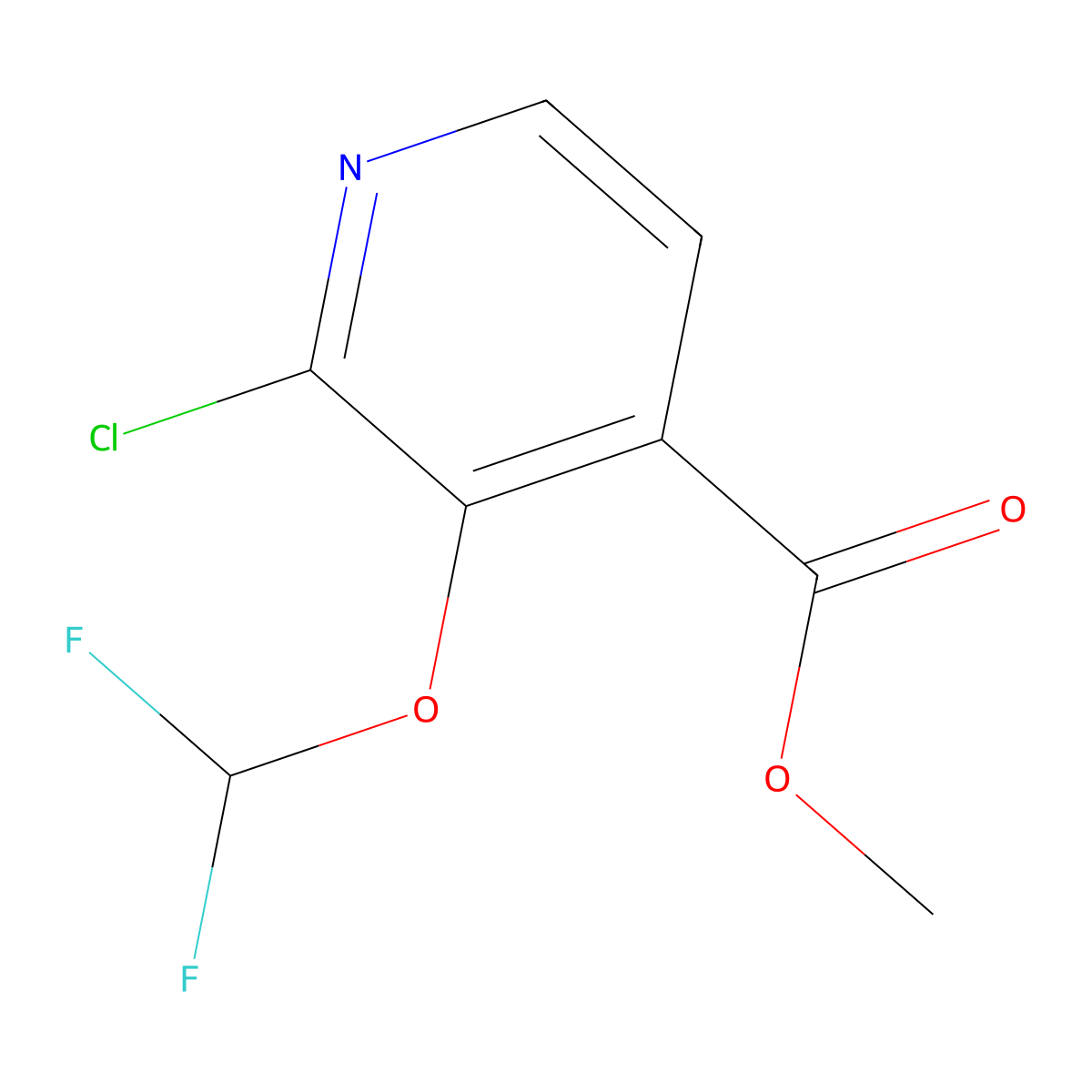 Methyl 2-chloro-3-(difluoromethoxy)isonicotinate molecular structure, CAS 1807172-34-4