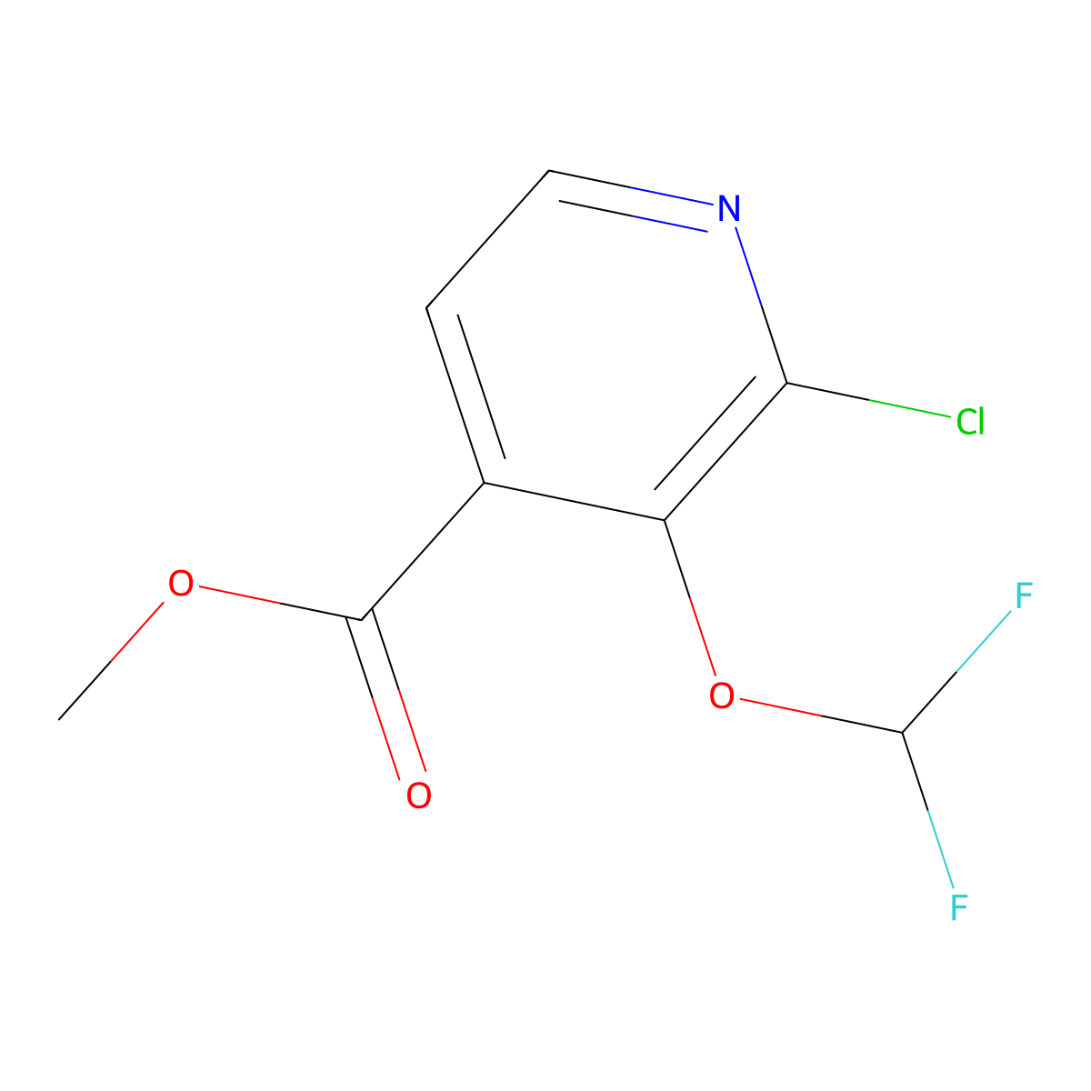 Methyl 2-chloro-3-(difluoromethoxy)isonicotinate molecular structure, CAS 1807172-34-4