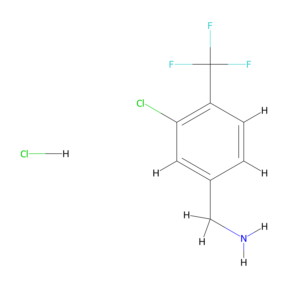 [3-Chloro-4-(trifluoromethyl)phenyl]methanamine hydrochloride molecular structure, CAS 1807173-18-7
