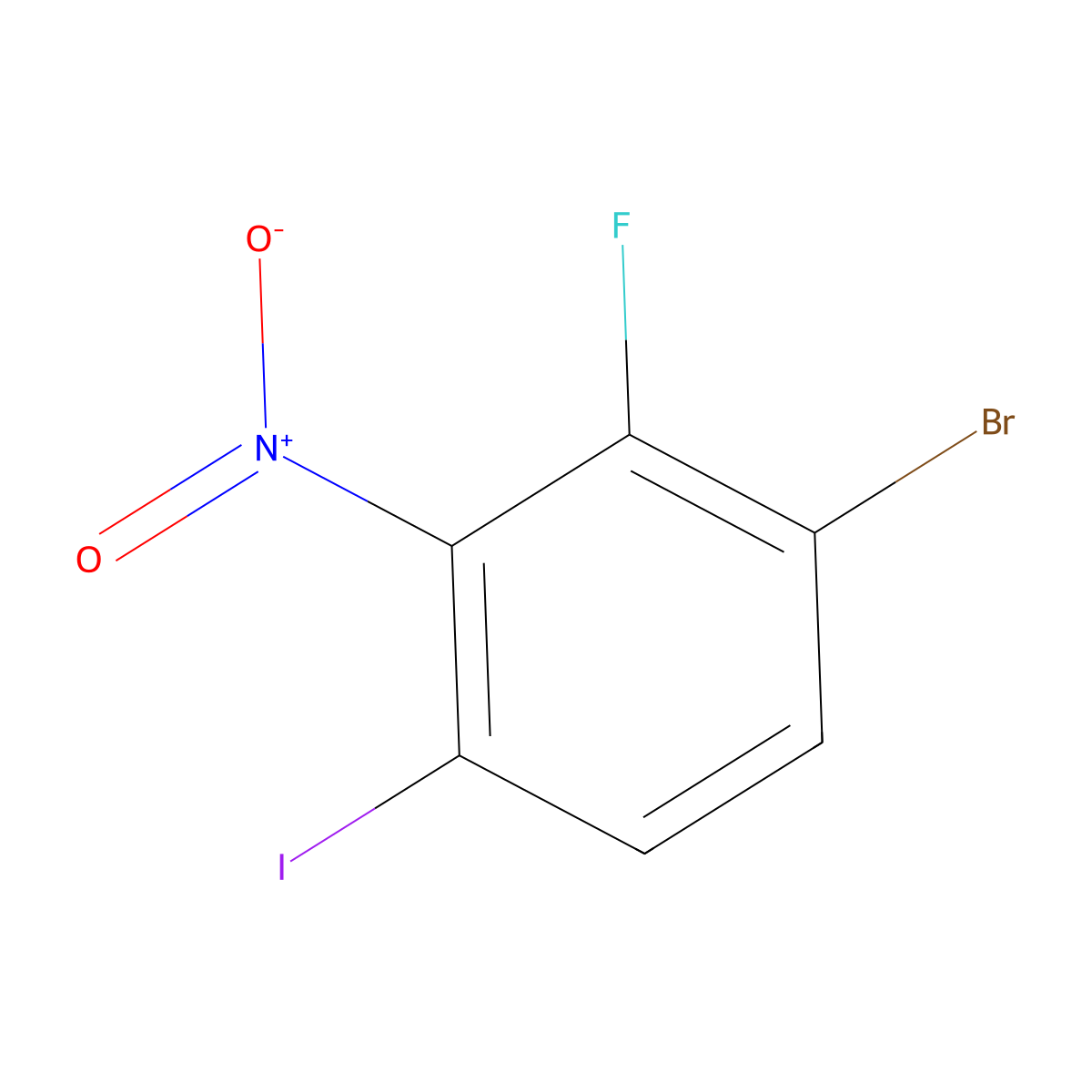 1-Bromo-2-fluoro-4-iodo-3-nitrobenzene molecular structure, CAS 1807173-41-6