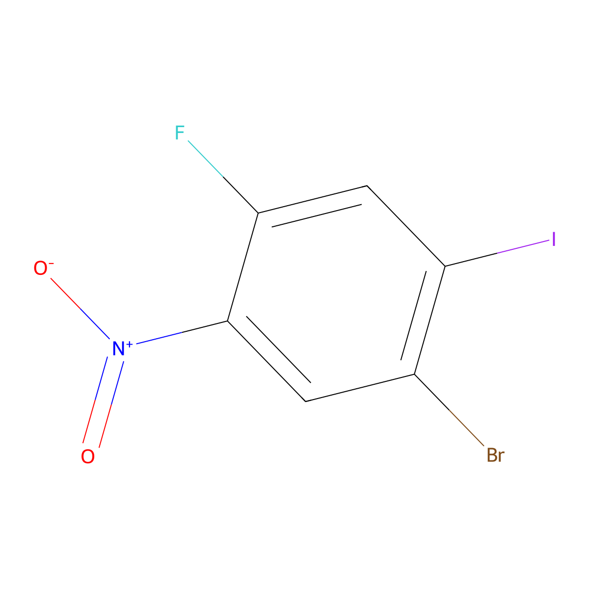 1-Bromo-4-fluoro-2-iodo-5-nitrobenzene molecular structure, CAS 1807173-61-0