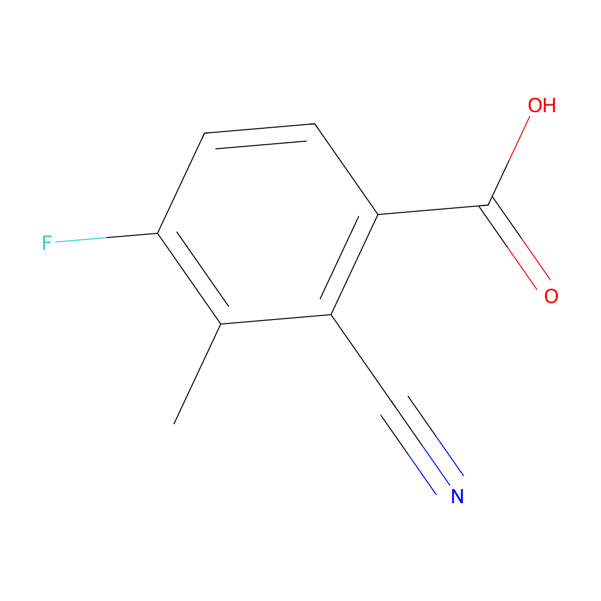 2-Cyano-4-fluoro-3-methylbenzoic acid molecular structure, CAS 1807173-72-3